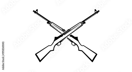 Two crossed rifles illustration isolated on white background.