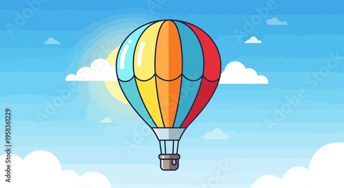 Vibrant Colorful Hot Air Balloon with Bold Stripes.