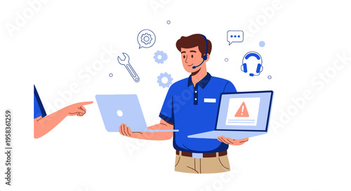 Technical support specialist assisting with computer issues.