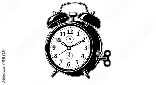 Vintage Alarm Clock with Winding Key.