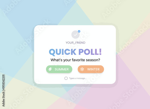 A colorful graphic with a poll on a pastel background asks people to vote for their favorite season.