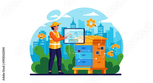 Smart City Technology Worker Managing Urban Infrastructure.