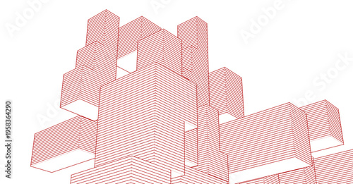 abstract architecture modular construction 3d	
