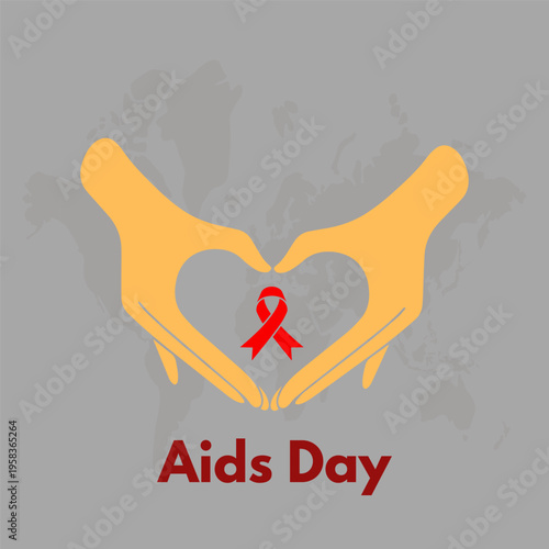 World AIDS Day Awareness Red Ribbon Vector EPS Design