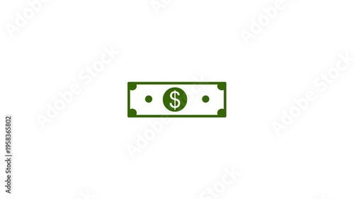 Dollar banknote icon animation on light background