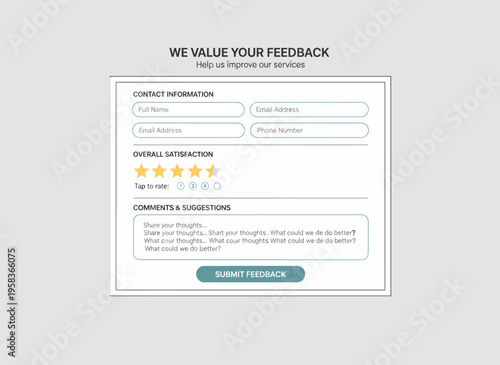 A person provides feedback on a form with a rating and comments.