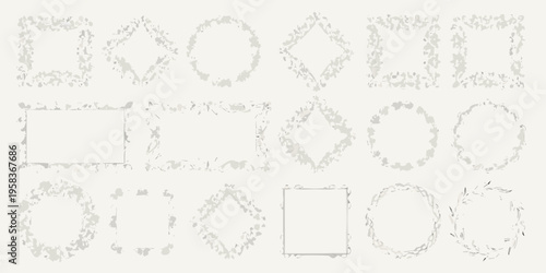 Collection of roughly drawn geometric frames in light gray tones