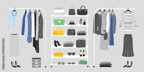 A stylish clothing rack displays a curated collection of modern apparel