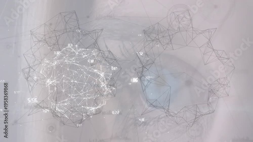 Animation of data processing and network of connections over eye