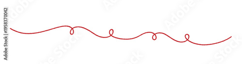 Red yarn with thin scribble line. Simple doodle illustration isolated on white background