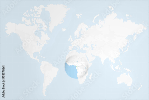 Equatorial Guinea Map with Flag in Magnifying Glass on World Map Background