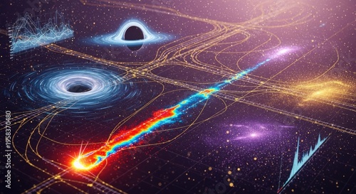 Cosmic phenomenon black holes energy jet and data graphs