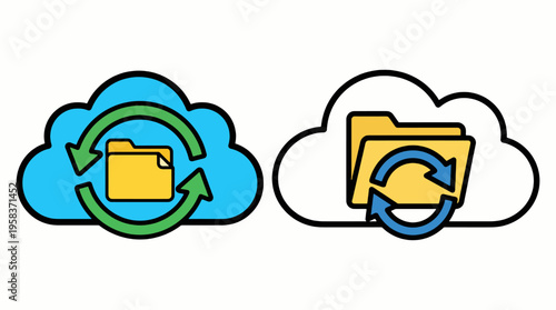 Clean vector clip art of cloud document sync icon
