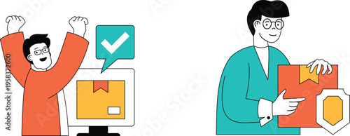 Celebrating successful online order fulfillment and delivery