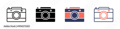 Camera icon set multiple style collection