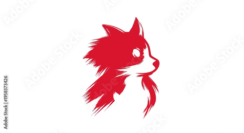 Red Fox Silhouette Brush Stroke Art
