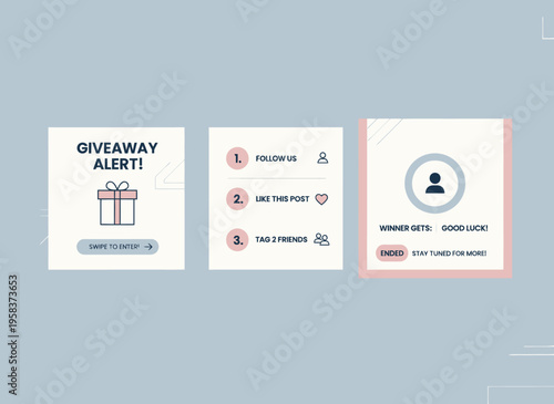 Social media giveaway alert announcement with instructions and winner notification