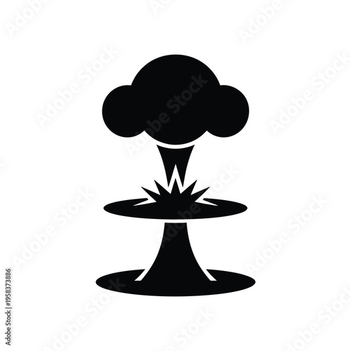 Black silhouette of a mushroom cloud representing a nuclear explosion