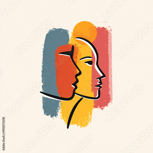 Cheerful face hair vector lifestyle portrait
