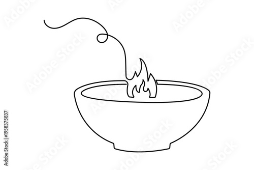 One line drawing of a healthy salad bowl minimalist food vector illustration on white background