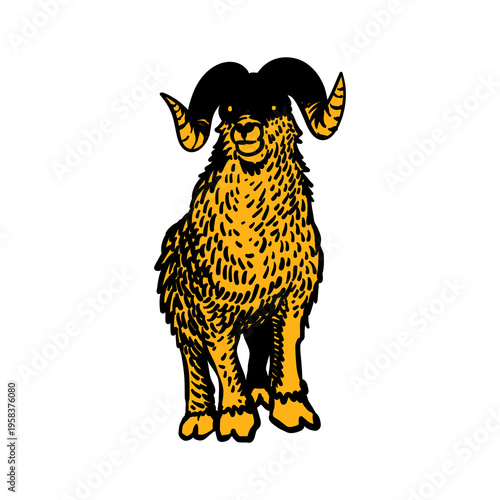 illustration vector graphic skull goat for logo, mascot, T shirt design, template, etc