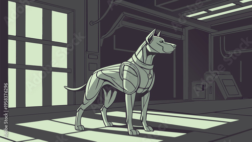 Future Technology  Business Data and Robotic Interaction Illustration