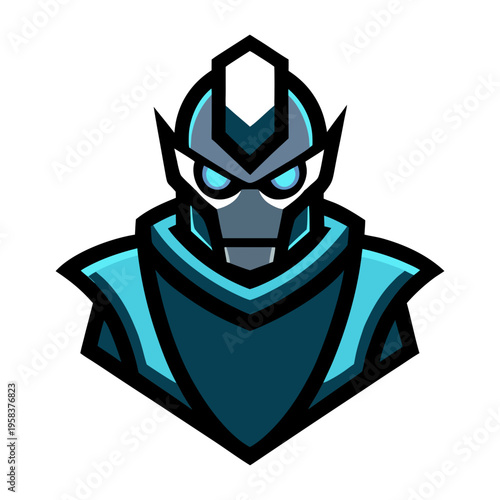 Title: Futuristic Robot Mascot Logo Cyber Warrior Head Icon