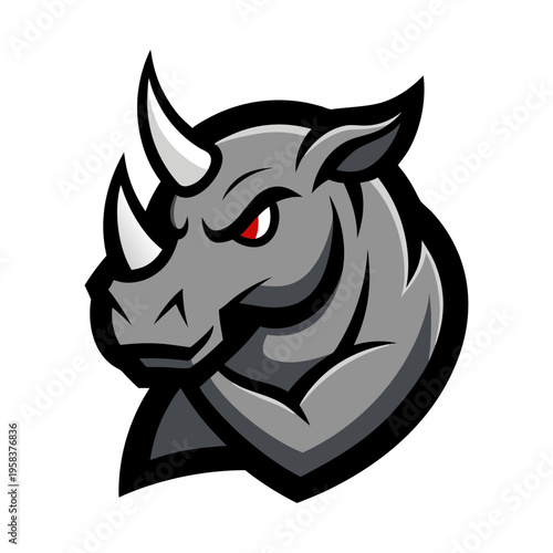Title: Rhino Mascot Logo Strong Grey Beast Head Icon