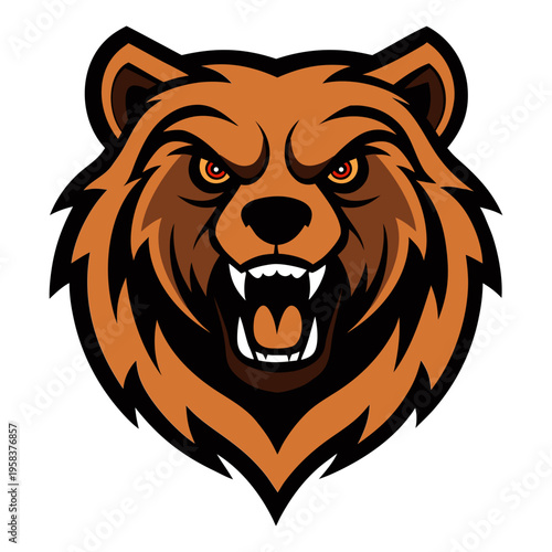 Title: Bear Mascot Logo Fierce Angry Beast Head Icon