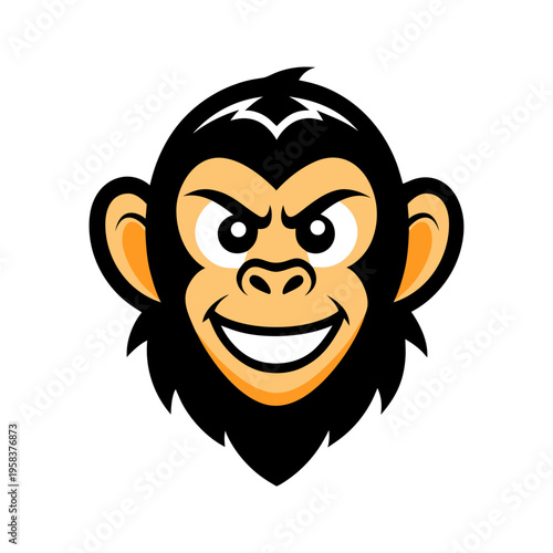 Title: Monkey Mascot Logo Funny Angry Primate Head Icon
