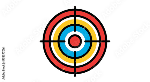 Colorful target icon with crosshairs isolated on white background