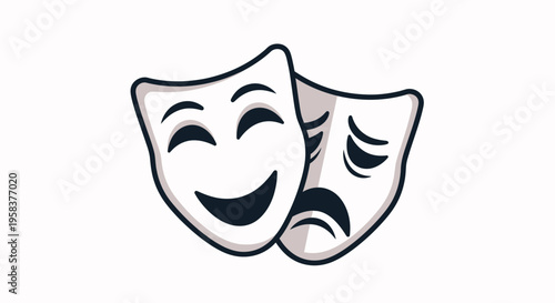 Comedy and tragedy masks icon illustration symbol isolated on white