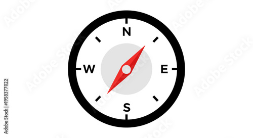 Free Download Compass illustration navigation tool pointing north on isolated white background - GFXLoad