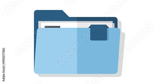 Digital file folder icon with documents isolated on white background