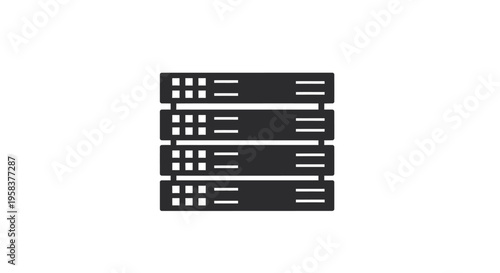 Server rack icon isolated on white background for technology and hosting concepts