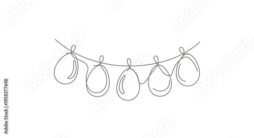Minimalist String of Balloons Garland Line Art Illustration