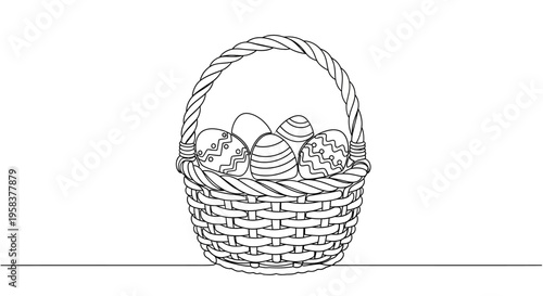 Easter Egg Basket Line Art