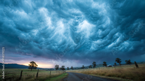 Inclusive storm clouds over storm meadow autumn