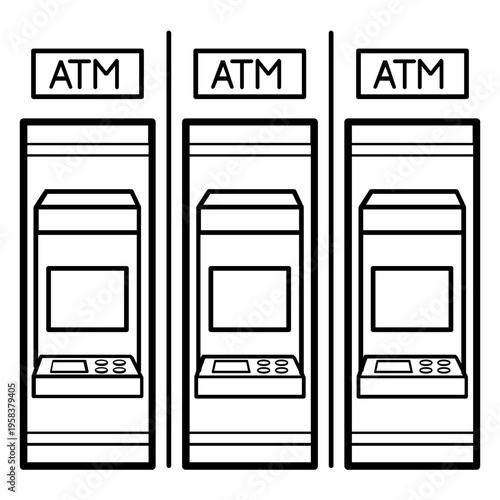 automated banking kiosk concept, Cash Withdrawal Machines row vector icon design,
