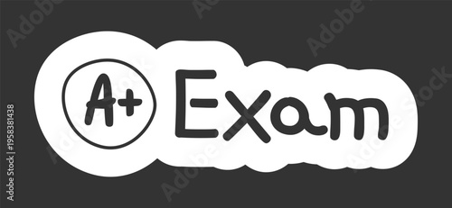 Fotografie Exam black and white line drawing sticker