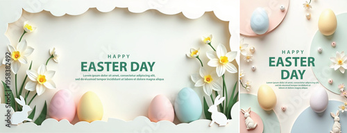 Elegant easter day background, Decorative happy easter day background for website, social media template