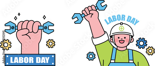 Celebrating labor day with workers and tools