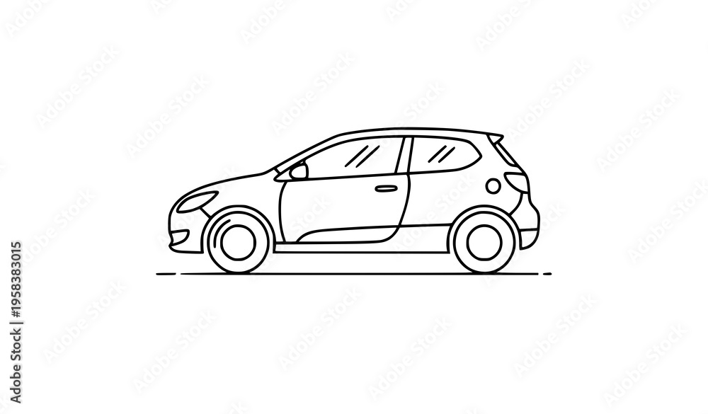 Fototapeta premium Car Linear Icon Vector Modern Transport Symbol Illustration