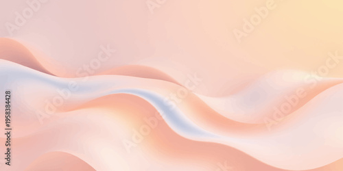 An abstract pink background features soft flowing waves of silk and satin fabric with a liquid texture and elegant vector curves for a light textile backdrop design