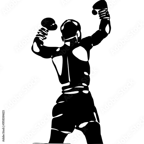 Minimal black silhouette of Muay Thai fighters performing traditional techniques. Dynamic vector design showing combat, power, and motion, ideal for prints, textiles, posters, and sports themes.