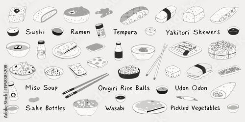 A colorful collection of japanese cuisine sushi ramen tempura and more