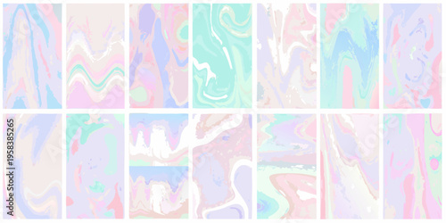 Abstract pastel marble textures arranged in a grid pattern