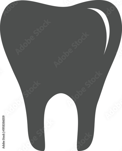 vector tooth icon,  Illustration of a stylized molar tooth, rendered with a clean, simple black outline, on a white background