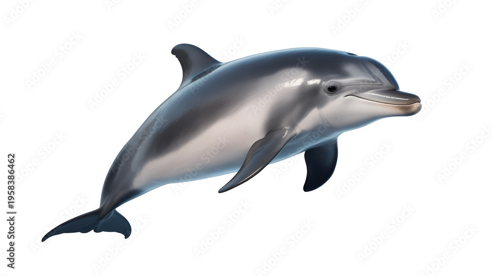 Obraz premium A detailed scientific illustration of a dolphin swimming in water gray and color isolated on transparent white background png