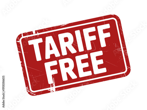A red stamp icon with the words 'Tariff Free' in white, indicating duty-free or tax-free status.